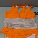 Blooming Jelly Women High Waisted Bikini Sets Tummy Control Swimsuits Color Block Two Piece Drawstring Bathing Suit
(L, Orange)