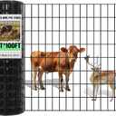 Gisafai 48in x 100ft Welded Wire Fence, 2 Inch x 4 Inch 16 GA, Galvanized Metal Garden Fence Roll Wire Mesh Netting for Goat Deer Cattle Animal Enclosures and Yard Vegetable Plant Protection, Black