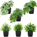 Der Rose 6 Pack Fake Plants Small Artificial Plants in Black Pots for Home Office Desk Bathroom Aesthetic Farmhouse Room Decor Indoor