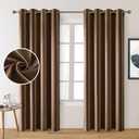 Large Window Drapes Panels Chocolate Faux Silk Blackout Luxury Curtains