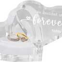 Engraved Wedding Ring Boxes for Ceremony Acrylic Ring Bearer Box for Wedding Proposal Engagement (Heart-Shaped A)