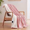 Sealy Electric Blanket Throw Size 50"*60",Super Cozy Flannel to Sherpa Reversible Heated Blanket Throw with 6 Heating Levels & 2-10 Hours Auto Off Overheating Protection Machine Washable,Pink
