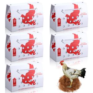 AmazingSpark 5 Pack Live Chicken Shipping Boxes 17.5x7.75x12 Inch Live Bird Shipping Boxes with Coconut Fiber Padding Corrugated Cardboard Pet Carrier for Poultry Pigeons Canaries (White)