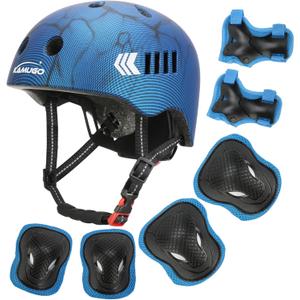 KAMUGO Kids Bike Helmet Set, Toddler Helmet for Ages 2-8 Boys Girls with Sports Protective Gear Set Knee Elbow Wrist Pads for Skateboard Cycling Scooter Rollerblading, 
Small	2 - 8	19.3 - 21.3