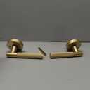 Asidrama 4 Pack Privacy Gold Door Handles, Door Lever with Door Knobs Indoor for Bedroom or Bathroom, Heavy Duty Brushed Gold Door Handles Interior with Locks for Left & Right Sided Doors