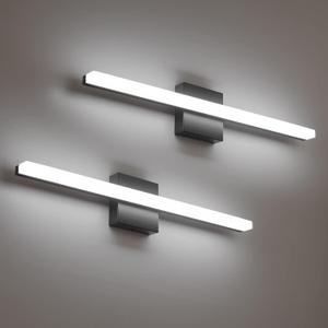 Combuh 2 Pack Bathroom Light Fixtures Black Vanity Lights Bar 24 Inch 14W Bathroom Lights Over Mirror IP44 Wall Sconces Cool White 6000K