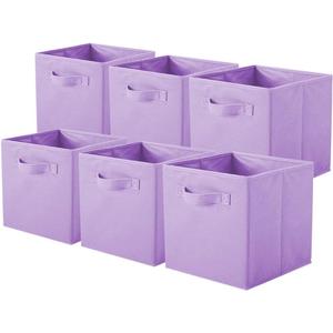 ShellKingdom Storage Bins, Foldable Fabric Storage Cubes And Cloth Storage Organizer Drawer For Closet And Toys Storage, 6 Pack (Lavender)