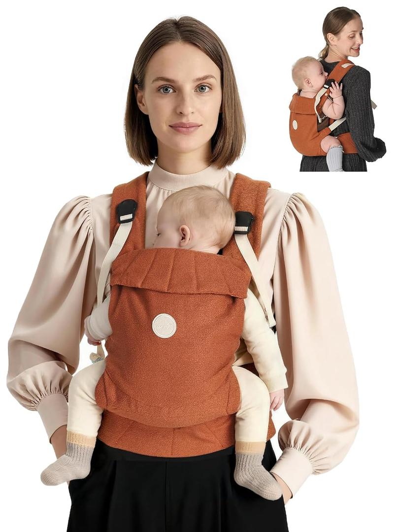 GROWNSY Baby Carrier, One-Click Release Clasp for Easy to Wear, Cozy Wraps Carrier Newborn to Toddler with Head Support(7-44lbs), Ergonomic & Lightweight for Infant to Toddler, Sepia