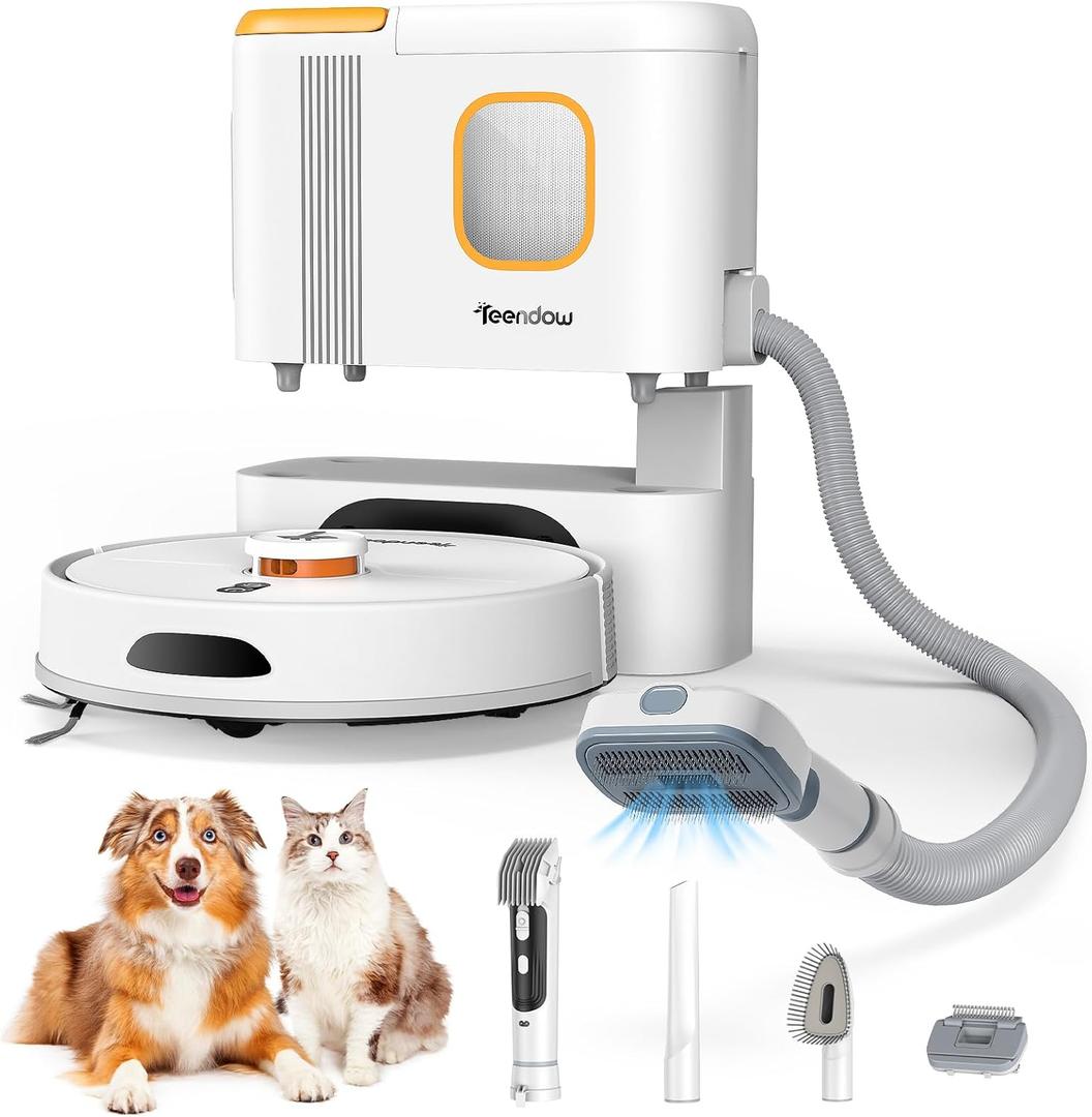 D20S Max+ Robot Vacuum and Mop, Specifically Handling Pet Hair Design, 6000Pa Max Suction, with Self-Empty Dock, 10 Weeks Hands-Free Cleaning, PreciSense LiDAR Navigation, App & Voice Control