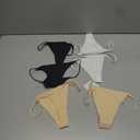 KUKU PANDA Sexy G String Thongs for Women Stretchy Cotton Panties Ladies No Show Underwear 6 Pack Set (Black White Beige, Small)