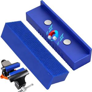 2-Piece 4.5" Magnetic Vise Jaw Pads, TPU Soft Jaw Covers with Waffle Surface, Non-Marring Protective Bench Vise Pads for Bench Vise, Drill Press, Metalworking and Woodworking