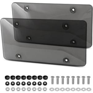 2 Pack Transparent License Plate Shield UV Protective Trim for Standard US Plates (12.2" x 6.3"), Gray