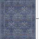 Washable Dark Blue Rug for Living Room - 10x12 Large Area Rug for Dining Room Under Table, Bedroom, Soft Low Pile Non-Slip Stain Resistant Carpet - Vintage Navy Floral Design