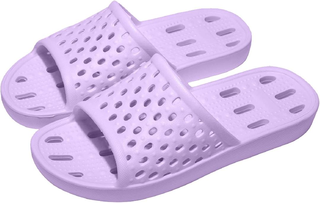 WOTTE Shower Sandals Women Quick Drying Bath Slippers Non Slip Dorm Shoes (Purple)