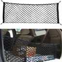 Car Rear Cargo Net, Universal Adjustable Elastic Trunk Cargo Storage Organizer Net, Double-Layer Storage Nylon Mesh Compatible for SUV, Jeep, Truck43.3 x 15.7in