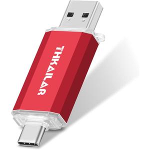 THKAILAR 2TB USB C Flash Drive, 120MB/ s High Speed Thumb Drive, Dual Connector USB 3.0 & Type C Memory Stick Compatible with iPhone 16/ 15/ Plus/ Pro Max, MacBook, iPad, Android, PC