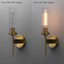 Phansthy Bathroom Vanity Light Antique Brass 1-Light Wall Sconce with 2.8 Inches Diameter Cylinder Ribbed Clear Glass Canopy (One-Light)