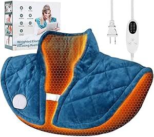 2.5 Lbs Weighted Heating Pad for Neck and Shoulders, Electric Heating Pad, 5 Heat Settings, 4 AutoOff Timers, Ideal Gift for Mom, Dad, Soft Flannel MachineWashable