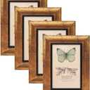 XUANLUO 4x6 Picture Frames Set of 4 Rustic Retro Photo Frame with HD Plastic Cover for Wall Mount and Tabletop Display Family Friends Wedding Gift