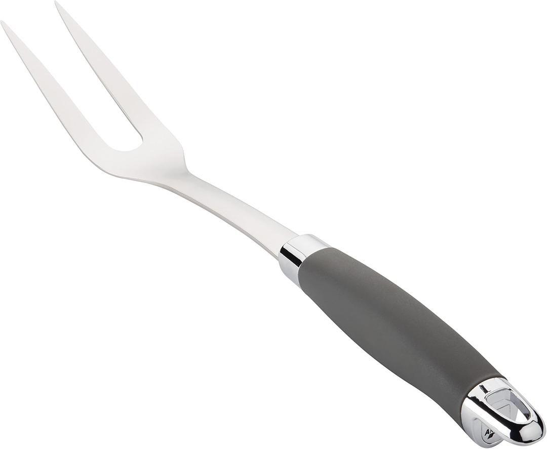 Anolon SureGrip Stainless Steel Meat Fork/Kitchen Tool, 13.25 Inch, Gray, 46288