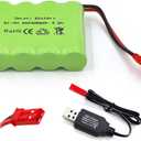 4.8v Battery Pack, 2400mAh Nimh AA Rechargeable RC Battery with Charge Cable for Trucks RC Cars JST Plug