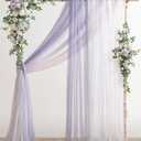 Ling's Moment Wedding Arch Draping Fabric 3 Panels 20Ft Chiffon Fabric,Sheer Draping Fabic for Wedding Arrangement Ceremony Reception Backdrop Party Swag Home Decor (Sage Purple & Provence)