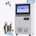 Commercial Ice Maker Machine, 150Lbs/24H with 45Lbs Storage, Fast Ice Making in 8-15Mins, Stainless Steel Under Counter or Freestanding Ice Machine for Home, Party, Office - 2 Water Inlet Modes, 250 watts, WQJR-T50