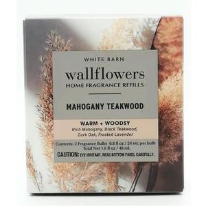 White Barn Wallflowers Home Fragrance Refills 2 Bulbs (Mahogany Teakwood), Clear