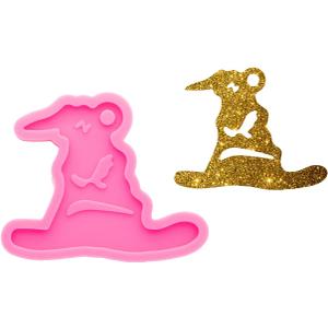 Super Glossy Magic Witch Hat Shape Keychain Silicone Mold for Resin Casting, Epoxy Resin Craft Silicone Molds, DIY Jewelry Making Silicone Molds Pendant Mould Polymer Clay Mold