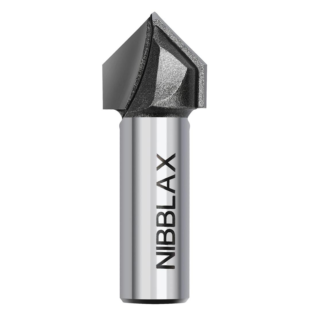 2 x 90 Degree V Groove Router Bit 1/2" Shank, 7/8" Cutting Diameter x 3/4" Cutting Depth, Carbide Tipped V-Groove Router Bits for Grooving Woodworking