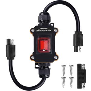 12V Inline Power Switch, IP67 Waterproof SAE to SAE Cable with On/Off Switch, 14AWG Heavy Duty Quick Connect/Disconnect for Solar Panels, RVs, Motorcycles, and More