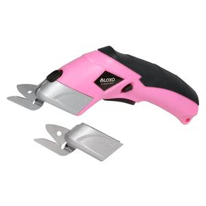 VLOXO Cordless Electric Scissors Cardboard Cutter with 2 Type Blades Rechargeable Powerful Shears Cutting Tool for Fabric Electric Box Cutter Leather Felt with Charger & Storage Box-Pink
