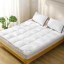 Mattress Pad Twin Size - Breathable Comfort Mattress Cover, Quilted Fitted Mattress Topper with Anchor Bands Fits 8-21 Inch Mattress, Soft Fluffy Pillow Top