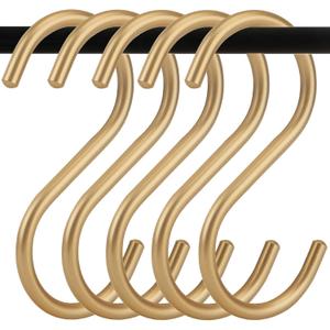 30Pcs Gold S Hooks,Aluminum Alloy S Shaped Hook,4.3x1.4inch Gold Hook Hanger,Heavy Duty S Hook,Utility S Hooks for Bathroom,Cloakroom,Kitchen,Garden (30)
