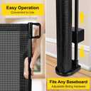 Reinforced 42 Tall x 200 Extra Wide Retractable Baby Gates, Extra Long Pet Gate with Support Rods, Outdoor Dog Gate for Wide Openings Large Baby Gates for Dogs Outdoor Gates for Decks, Black