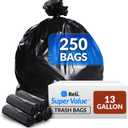 Reli. 13 Gallon Trash Bags | 250 Bags | Black | Tall Kitchen | Strong | Garbage