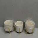 JUXYES Pack of 3 Ceramic Silverware Holder For Party Table, White Cutlery Holder Holder With Golden Metal Bracket, Small Flatware Caddy Organizer Utensil Holder Organizer for Kitchen Dining Tables