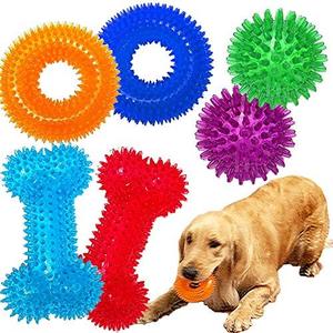 Jalousie Dog Squeaky Toys Value Set Non-Toxic Squeaky Balls Toss Fetch TPR Rubber Puppy Toys Spikey Dog Chew Toy for Small Medium Breed Pet Toys for Puppy (6 Pack Assorted)
