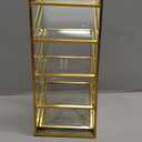 ELLDOO Rollerball Perfume Organizer, 4 Compartment Clear Glass Perfume Storage Holder Vintage Beauty Scent Holder, Metal Makeup Lipgloss Lipstick Display Case