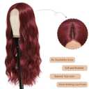 YBYMCAI Long Burgundy Wavy Wigs for Women Wine Red Middle Part Wig 26 inch Natural Looking Synthetic Wig Heat Resistant Fiber Wigs for Daily Party Use