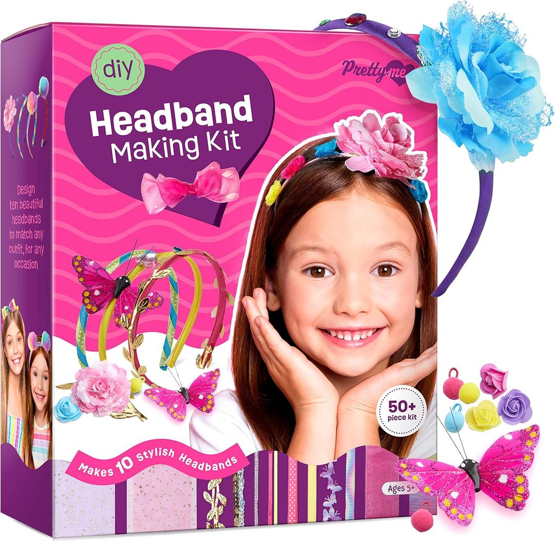 Headband Making Kit for Girls - Arts & Crafts Gift - Make Your Own Fashion Headbands for Kids - DIY Hair Accessories Set - Gift for Ages 5-12 Year Old Girl - Little Children's Art & Craft Gifts