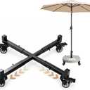 500lb Capacity Patio Umbrella Stand Heavy Duty Mobile Base with Wheels Adjustable 14-21 Inch Metal Stand Support with Lockable Casters for Deck Poolside Outdoor