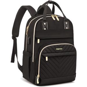 Laptop Backpack for Women Work Bag - Fits 17.3 Inch Laptop Bag Travel Work Backpack Anti-theft Bags with USB Charging Business Computer Waterproof Backpack Purse for Nurse Teacher Black