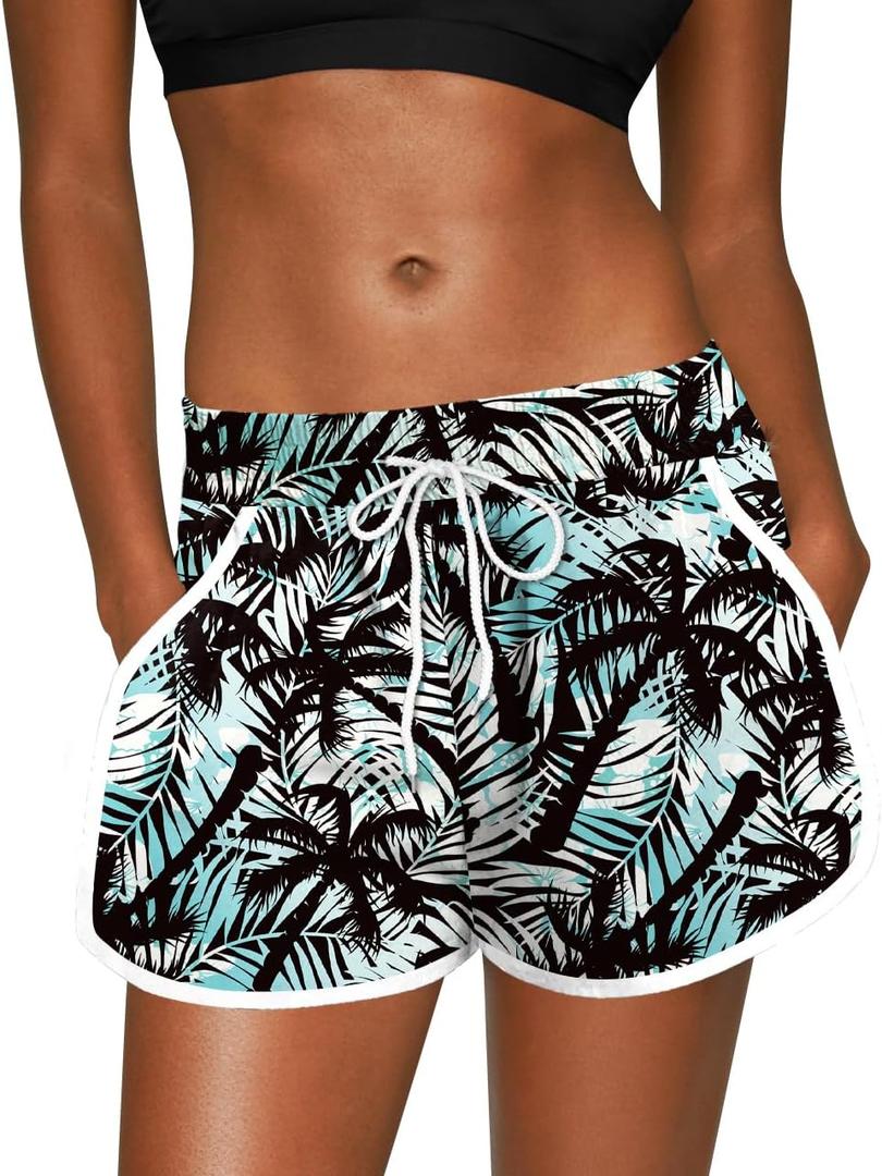 For G and PL Women Summer Floral Beach Boardshorts with Pockets Swim Trunks XL