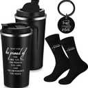 Roshtia 3 Sets Teacher Appreciation Gifts for Men Nurse Coworkers Fathers Day 17 oz Stainless Steel Tumbler May You Be Proud of The Work You Do Sign Socks Inspirational Keychain (Black)