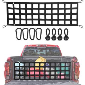 Tailgate Net for Pickup Truck Bed - Cargo Trucks Bed Netting for Full Size Truck 60'' x 18'' (Black) - Mesh Tail gate Competible with Chevy, Ford, Tacoma, Toyota, Ram