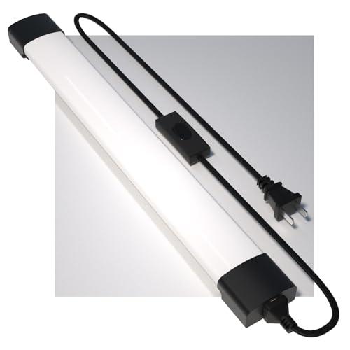 Modlicht Plug in Light Fixture 2FT Linkable 5000K Under Cabinet Lighting, LED Tube Light Fixture with Plug, Triproof Ceiling Wall Light for Closet Workbench Kitchen Basement Garage
