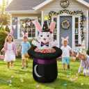 IHGYT 5 Ft Inflatable Easter Bunny in Magic Hat Yard Decoration, Cute Wizard Rabbit Popping Out of Top Hat with LED Lights, Blow Up Lawn Decor for Easter, Birthday Party, Indoor Outdoor Home Garden