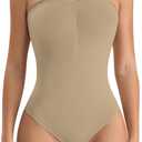 FUT Strapless Bodysuit for Women Tummy Control Shapewear Seamless Sculpt Body Shaper Tank Top (Medium, Nude)