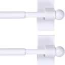 H.VERSAILTEX 2 PACK Magnetic Curtain Rods for Metal Doors Top and Bottom Multi-Use Adjustable Appliances for Iron and Steel Place, Petite Ball Ends, 16 to 28 Inch, 1/2 Inch Diameter, White